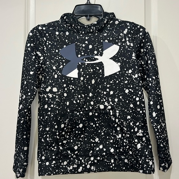 UNDER ARMOUR BOYS OR GIRLS BLACK AND WHITE HOODIE - Picture 1 of 5